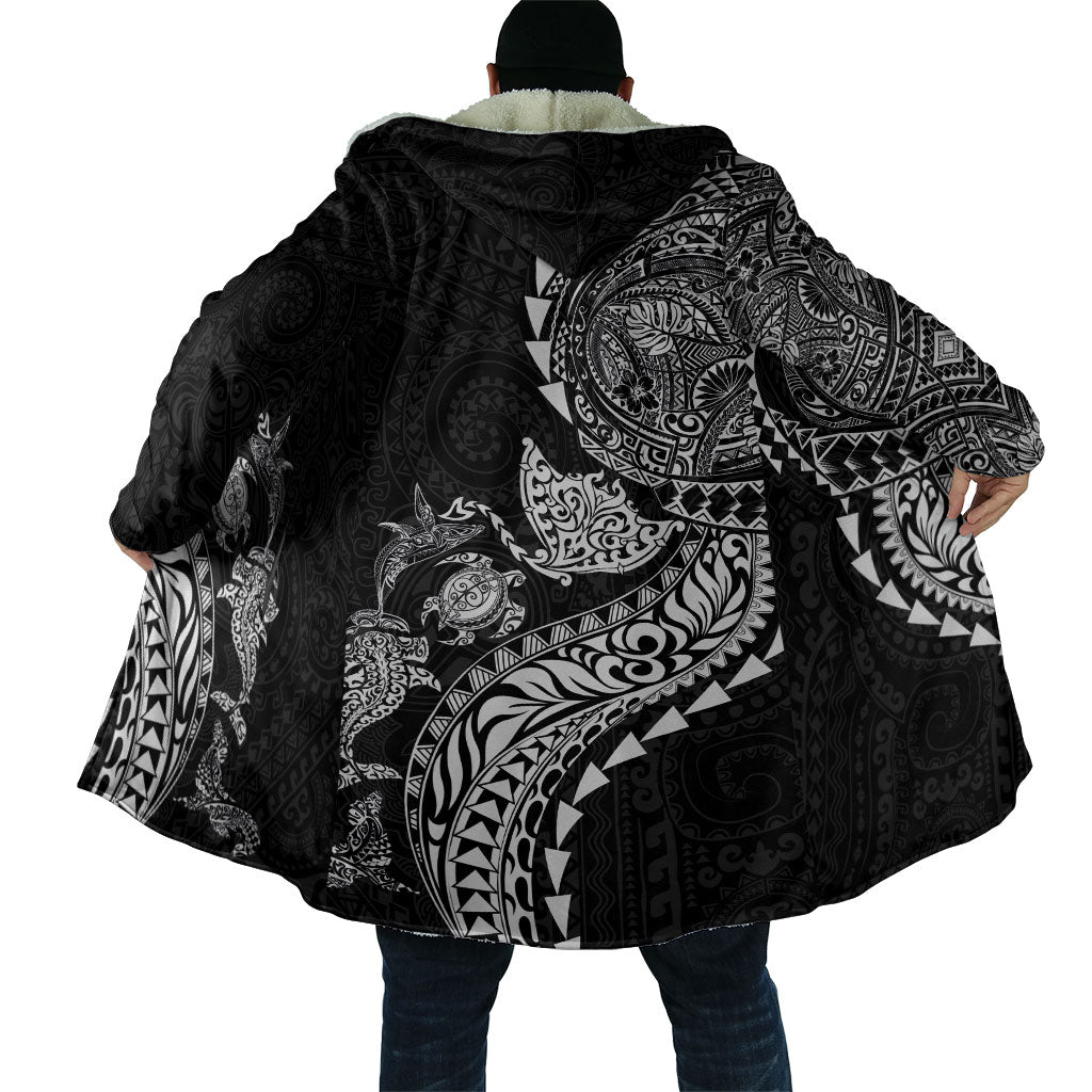 Hawaiian Kakau Tribal Sea Animals Tattoos Cloak Black Color