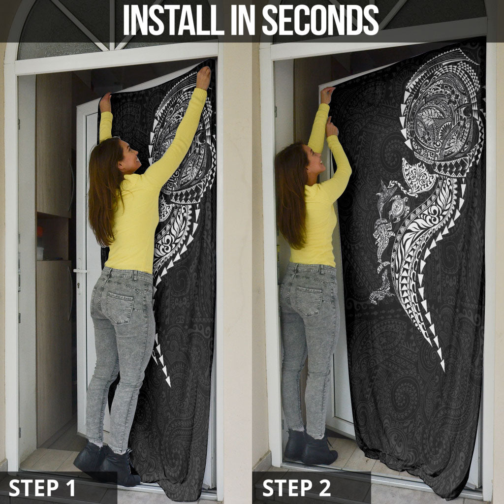 Hawaiian Kakau Tribal Sea Animals Tattoos Door Cover Black Color