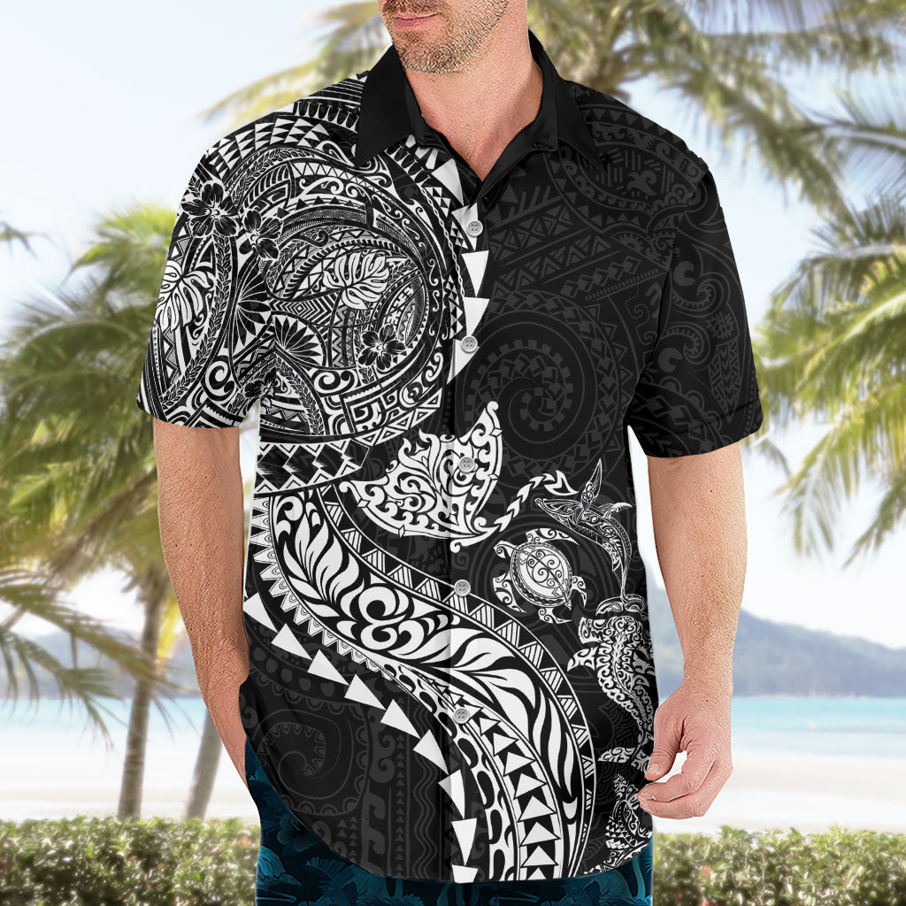 Hawaiian Kakau Tribal Sea Animals Tattoos Hawaiian Shirt Black Color