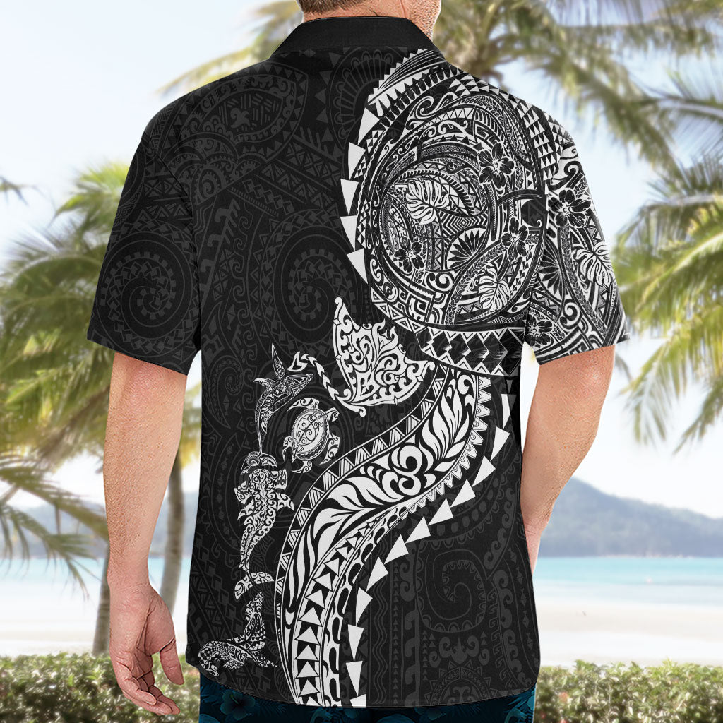 Hawaiian Kakau Tribal Sea Animals Tattoos Hawaiian Shirt Black Color