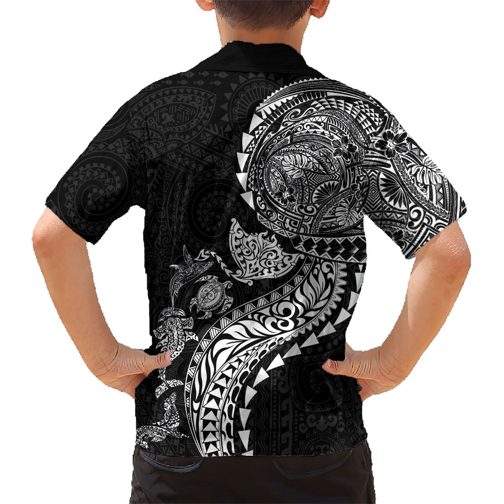 Hawaiian Kakau Tribal Sea Animals Tattoos Hawaiian Shirt Black Color