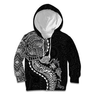 Hawaiian Kakau Tribal Sea Animals Tattoos Kid Hoodie Black Color