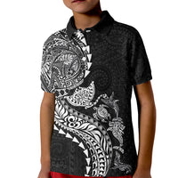 Hawaiian Kakau Tribal Sea Animals Tattoos Kid Polo Shirt Black Color