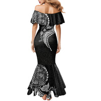 Hawaiian Kakau Tribal Sea Animals Tattoos Mermaid Dress Black Color