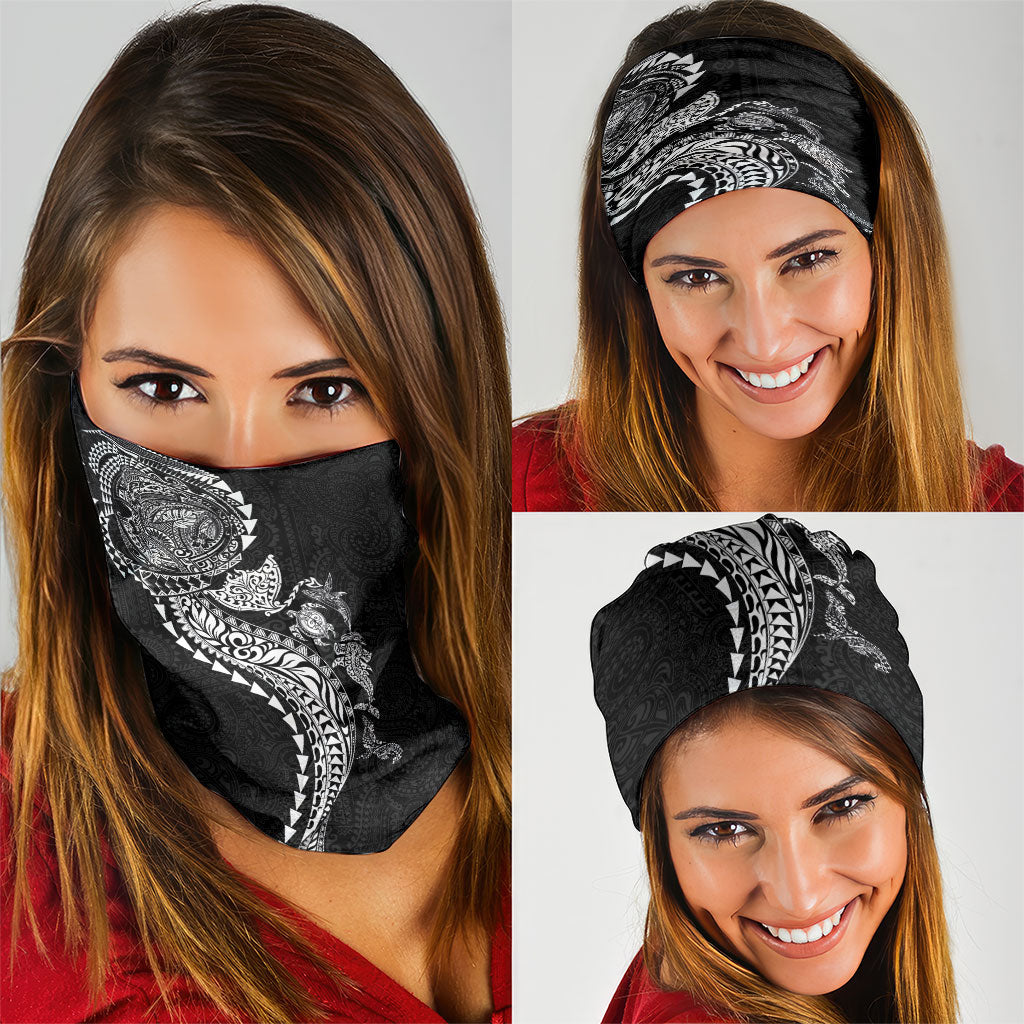 Hawaiian Kakau Tribal Sea Animals Tattoos Neck Gaiter Black Color