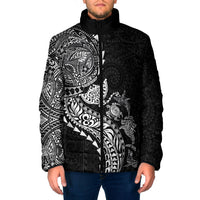 Hawaiian Kakau Tribal Sea Animals Tattoos Padded Jacket Black Color