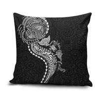 Hawaiian Kakau Tribal Sea Animals Tattoos Pillow Cover Black Color