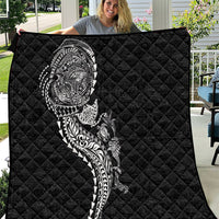 Hawaiian Kakau Tribal Sea Animals Tattoos Quilt Black Color