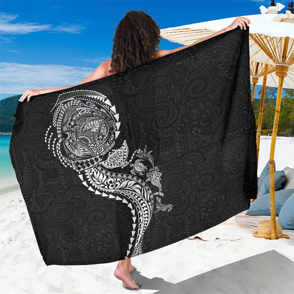 Hawaiian Kakau Tribal Sea Animals Tattoos Sarong Black Color
