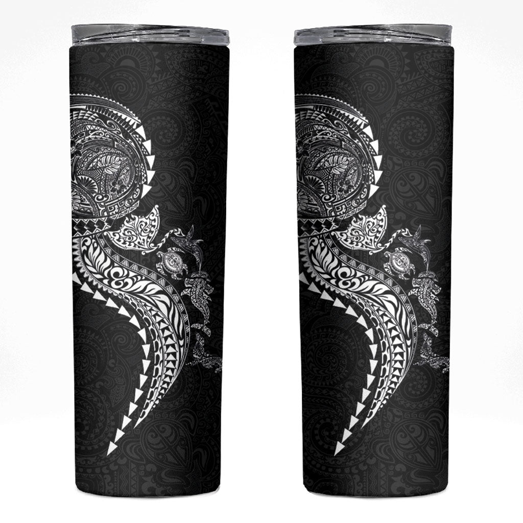 Hawaiian Kakau Tribal Sea Animals Tattoos Skinny Tumbler Black Color LT03 Black - Polynesian Pride