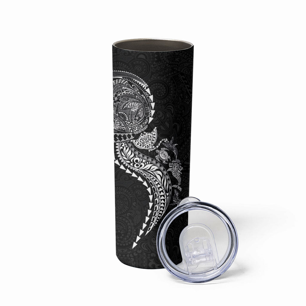 Hawaiian Kakau Tribal Sea Animals Tattoos Skinny Tumbler Black Color LT03 - Polynesian Pride