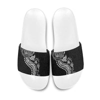 Hawaiian Kakau Tribal Sea Animals Tattoos Slide Sandals Black Color