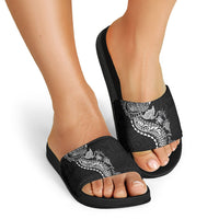 Hawaiian Kakau Tribal Sea Animals Tattoos Slide Sandals Black Color