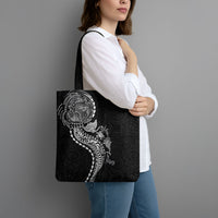 Hawaiian Kakau Tribal Sea Animals Tattoos Tote Bag Black Color