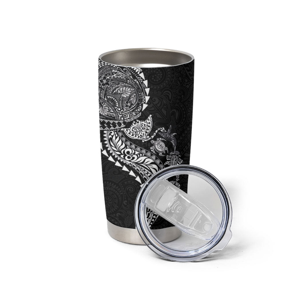 Hawaiian Kakau Tribal Sea Animals Tattoos Tumbler Cup Black Color