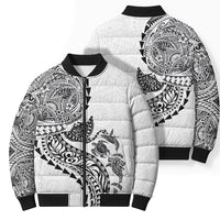 Hawaiian Kakau Tribal Sea Animals Tattoos Bomber Puffer Jacket White Color