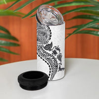 Hawaiian Kakau Tribal Sea Animals Tattoos 4 in 1 Can Cooler Tumbler White Color