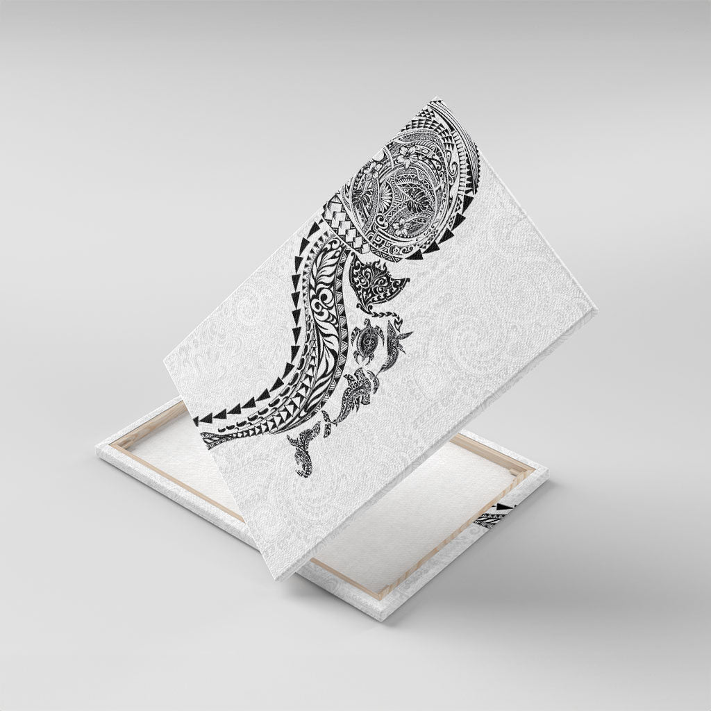Hawaiian Kakau Tribal Sea Animals Tattoos Canvas Wall Art White Color