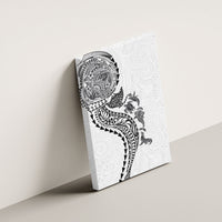 Hawaiian Kakau Tribal Sea Animals Tattoos Canvas Wall Art White Color