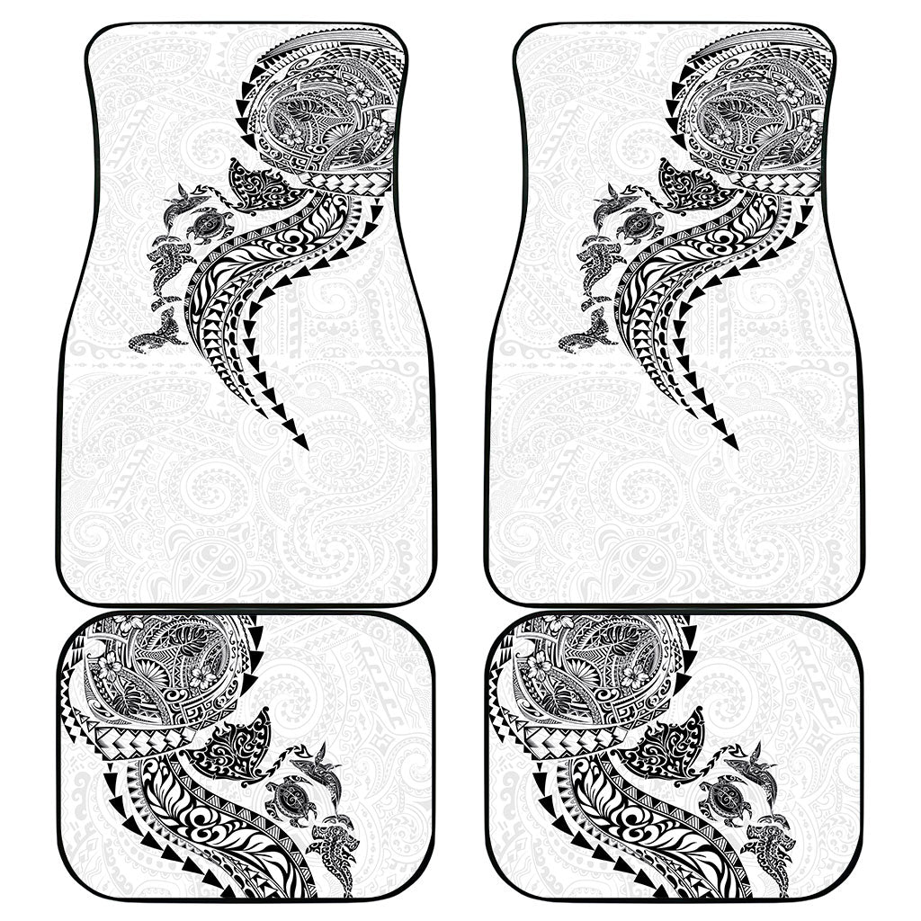Hawaiian Kakau Tribal Sea Animals Tattoos Car Mats White Color