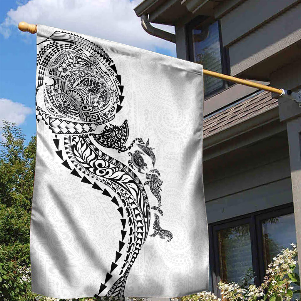 Hawaiian Kakau Tribal Sea Animals Tattoos Garden Flag White Color