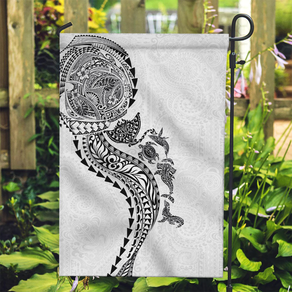 Hawaiian Kakau Tribal Sea Animals Tattoos Garden Flag White Color