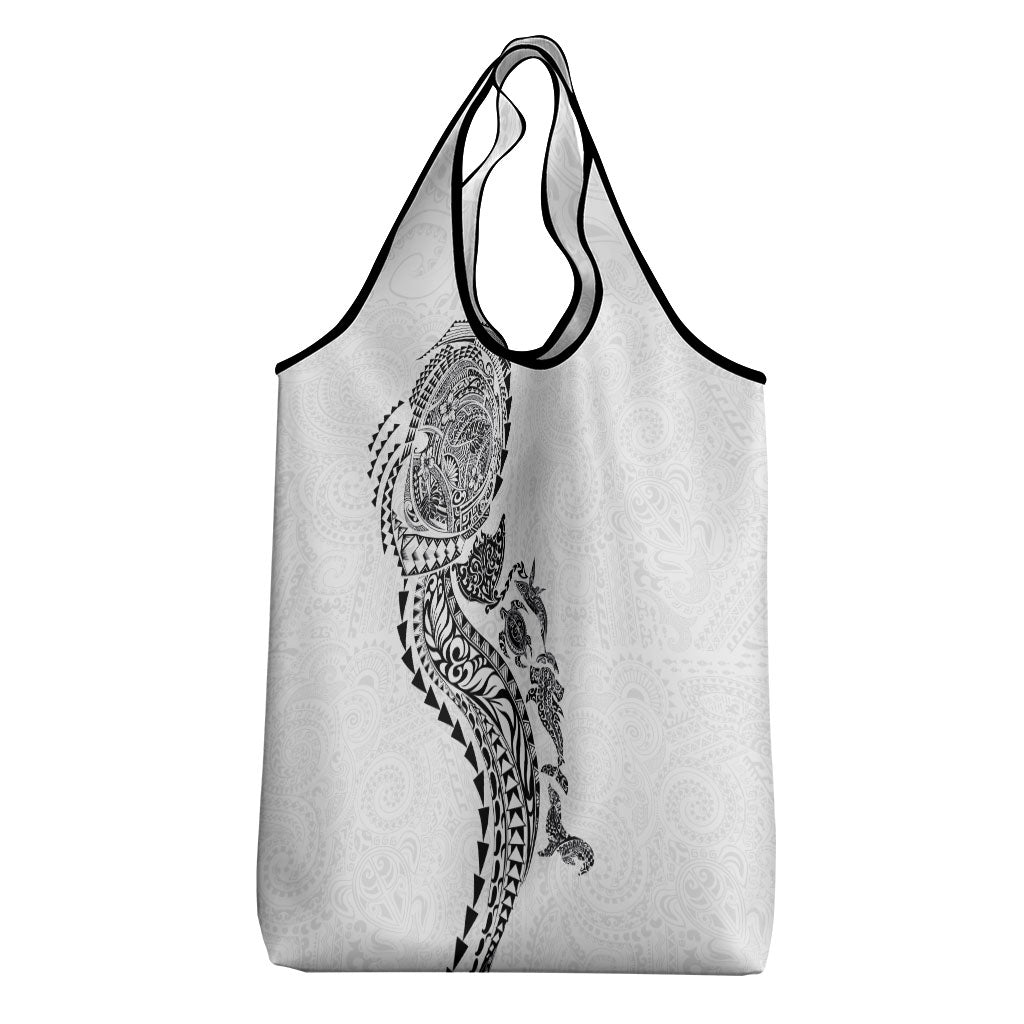 Hawaiian Kakau Tribal Sea Animals Tattoos Grocery Bag White Color