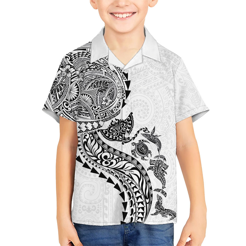Hawaiian Kakau Tribal Sea Animals Tattoos Hawaiian Shirt White Color