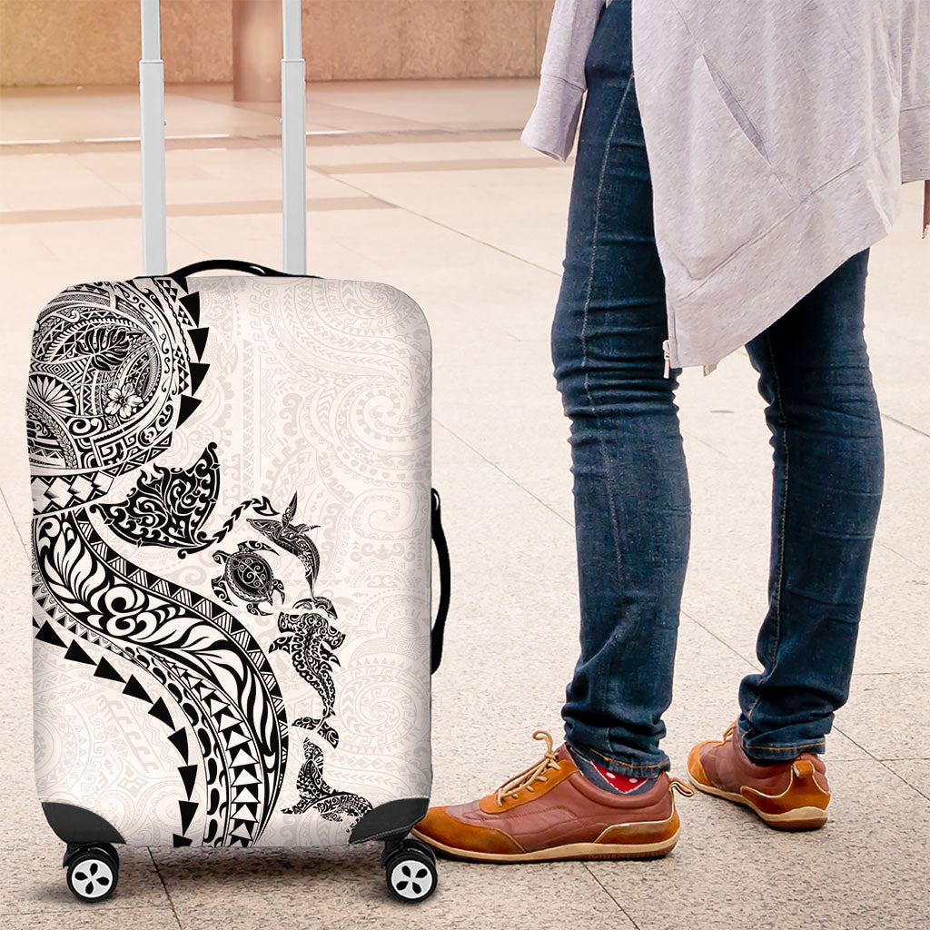 Hawaiian Kakau Tribal Sea Animals Tattoos Luggage Cover White Color