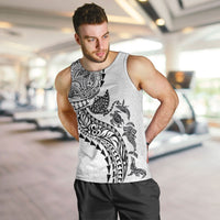 Hawaiian Kakau Tribal Sea Animals Tattoos Men Tank Top White Color
