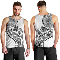 Hawaiian Kakau Tribal Sea Animals Tattoos Men Tank Top White Color