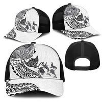 Hawaiian Kakau Tribal Sea Animals Tattoos Mesh Trucker Cap White Color