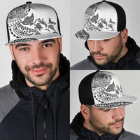 Hawaiian Kakau Tribal Sea Animals Tattoos Mesh Trucker Cap White Color