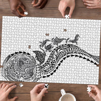 Hawaiian Kakau Tribal Sea Animals Tattoos Puzzle White Color