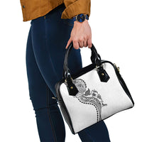 Hawaiian Kakau Tribal Sea Animals Tattoos Shoulder Handbag White Color