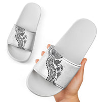 Hawaiian Kakau Tribal Sea Animals Tattoos Slide Sandals White Color