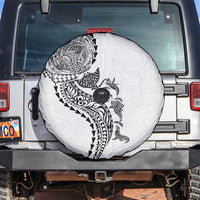 Hawaiian Kakau Tribal Sea Animals Tattoos Spare Tire Cover White Color