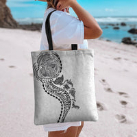 Hawaiian Kakau Tribal Sea Animals Tattoos Tote Bag White Color