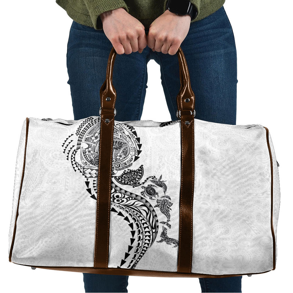 Hawaiian Kakau Tribal Sea Animals Tattoos Travel Bag White Color