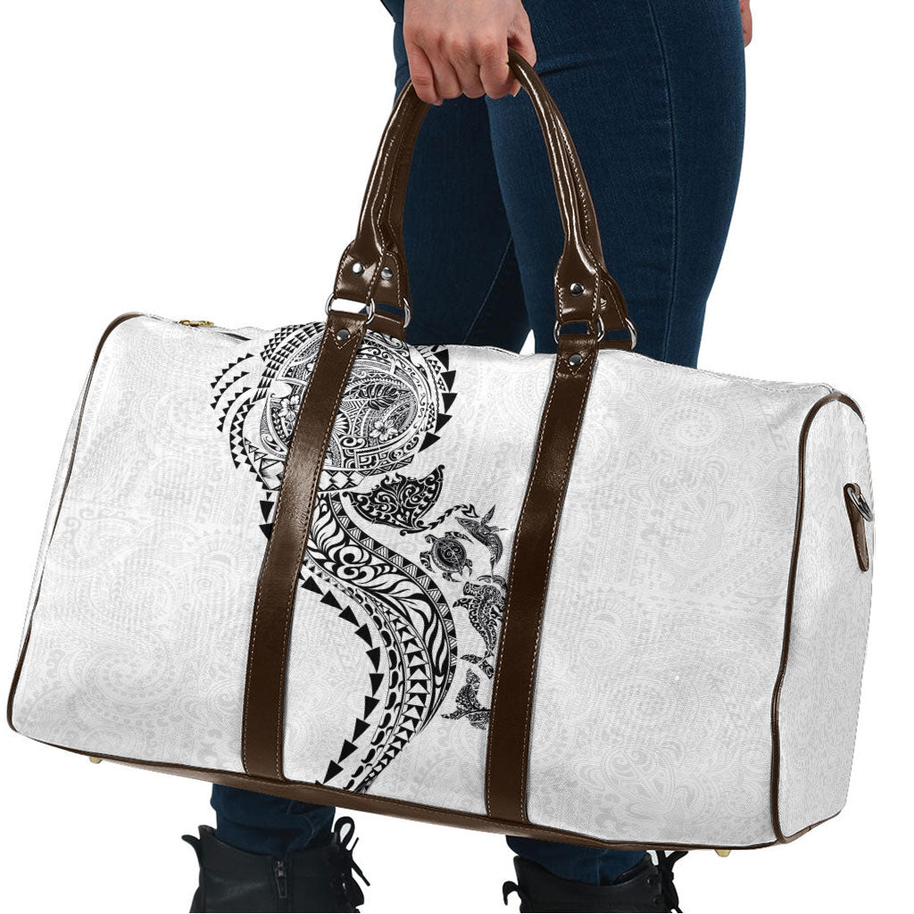 Hawaiian Kakau Tribal Sea Animals Tattoos Travel Bag White Color