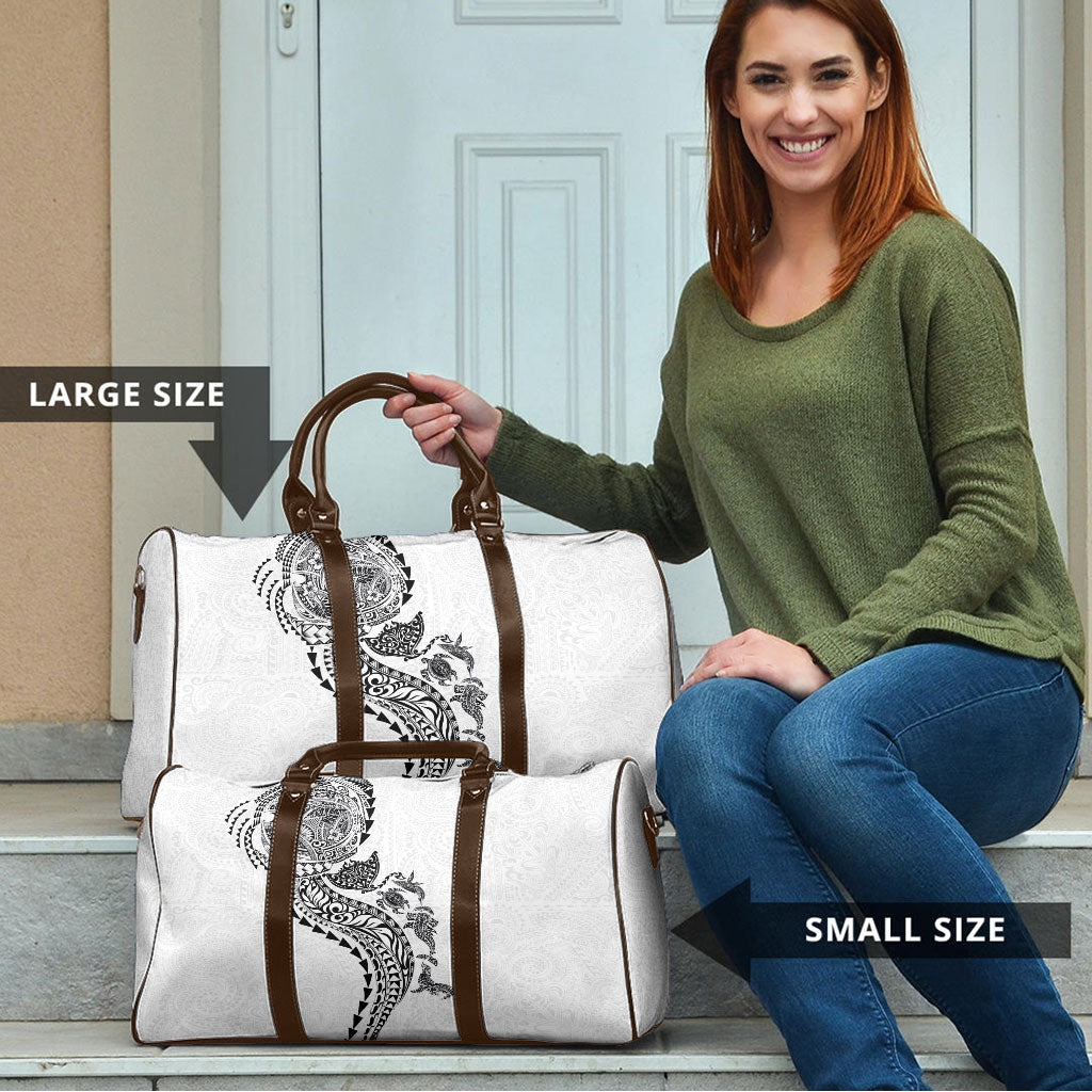 Hawaiian Kakau Tribal Sea Animals Tattoos Travel Bag White Color