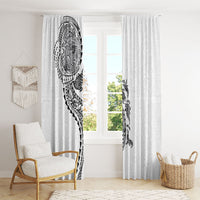 Hawaiian Kakau Tribal Sea Animals Tattoos Window Curtain White Color