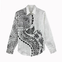Hawaiian Kakau Tribal Sea Animals Tattoos Women Casual Shirt White Color LT03 - Polynesian Pride