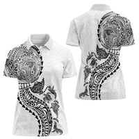 Hawaiian Kakau Tribal Sea Animals Tattoos Women Polo Shirt White Color LT03 - Polynesian Pride
