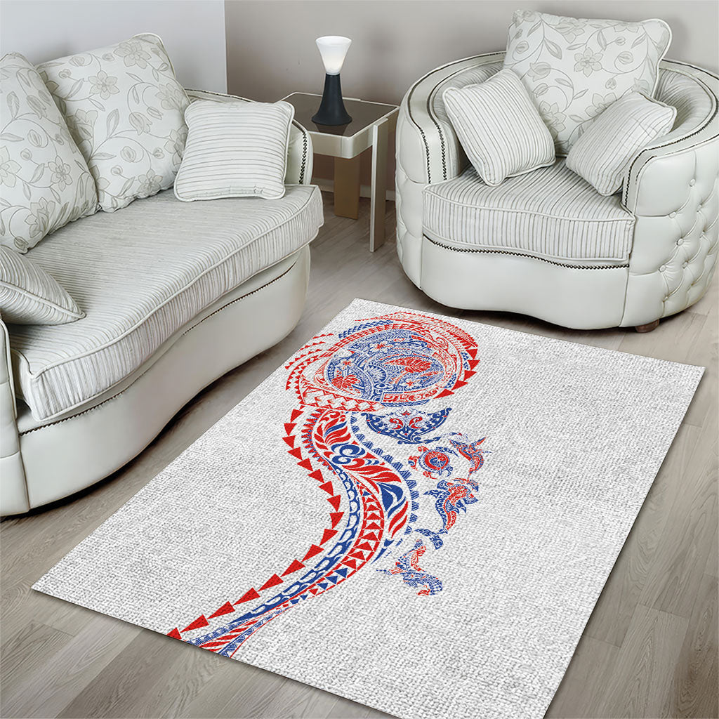 Hawaiian Kakau Tribal Sea Animals Tattoos Area Rug Hawaii Flag Color Inspired