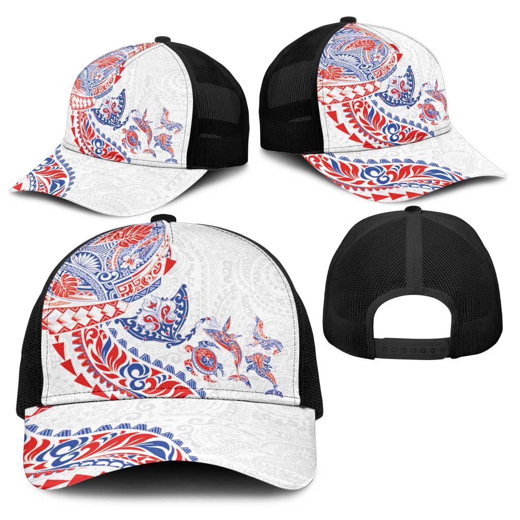 Hawaiian Kakau Tribal Sea Animals Tattoos Baseball Net Cap Hawaii Flag Color Inspired