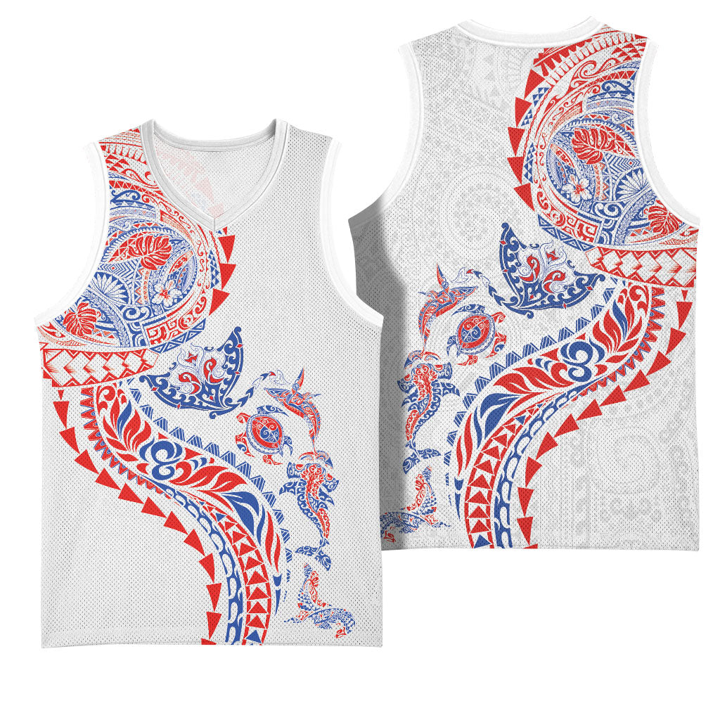 Hawaiian Kakau Tribal Sea Animals Tattoos Basketball Jersey Hawaii Flag Color Inspired LT03 - Polynesian Pride