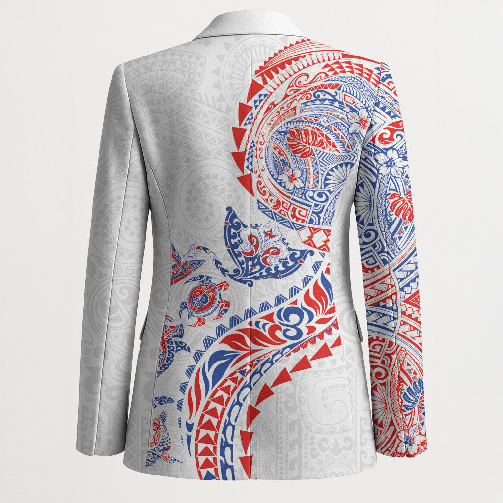 Hawaiian Kakau Tribal Sea Animals Tattoos Blazer Hawaii Flag Color Inspired