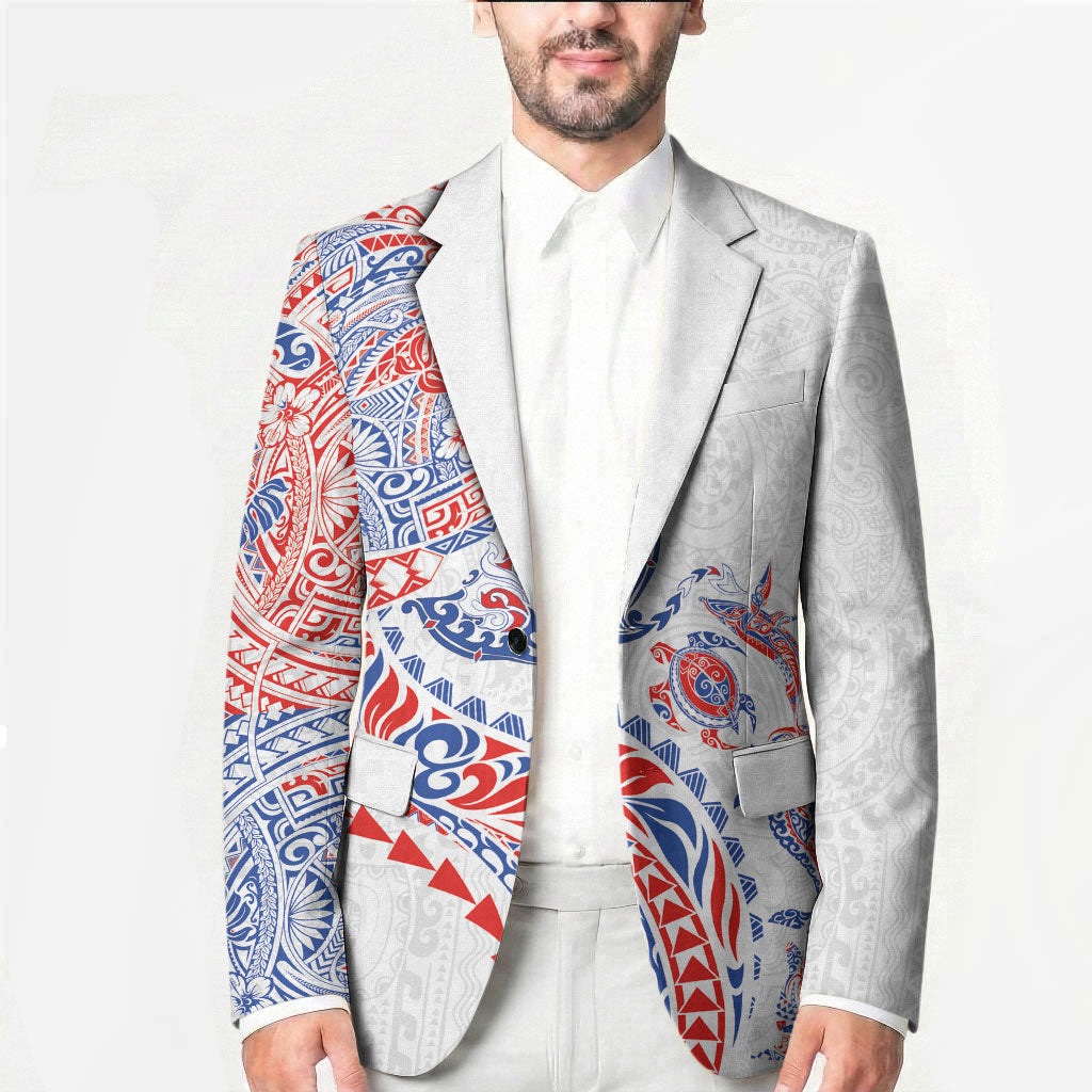 Hawaiian Kakau Tribal Sea Animals Tattoos Blazer Hawaii Flag Color Inspired