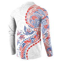 Hawaiian Kakau Tribal Sea Animals Tattoos Button Sweatshirt Hawaii Flag Color Inspired